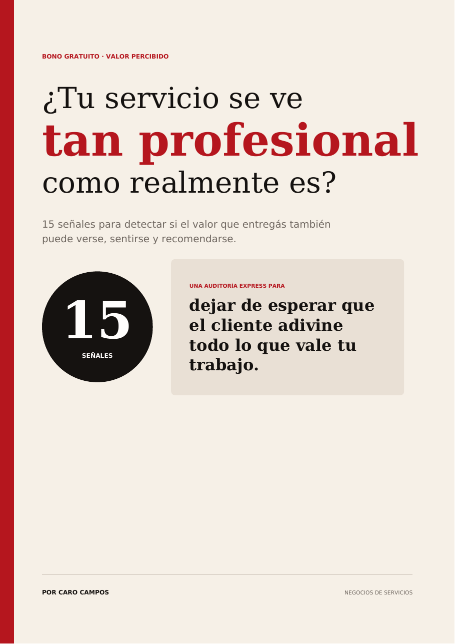15 señales para detectar si tu servicio se ve tan profesional como realmente es.